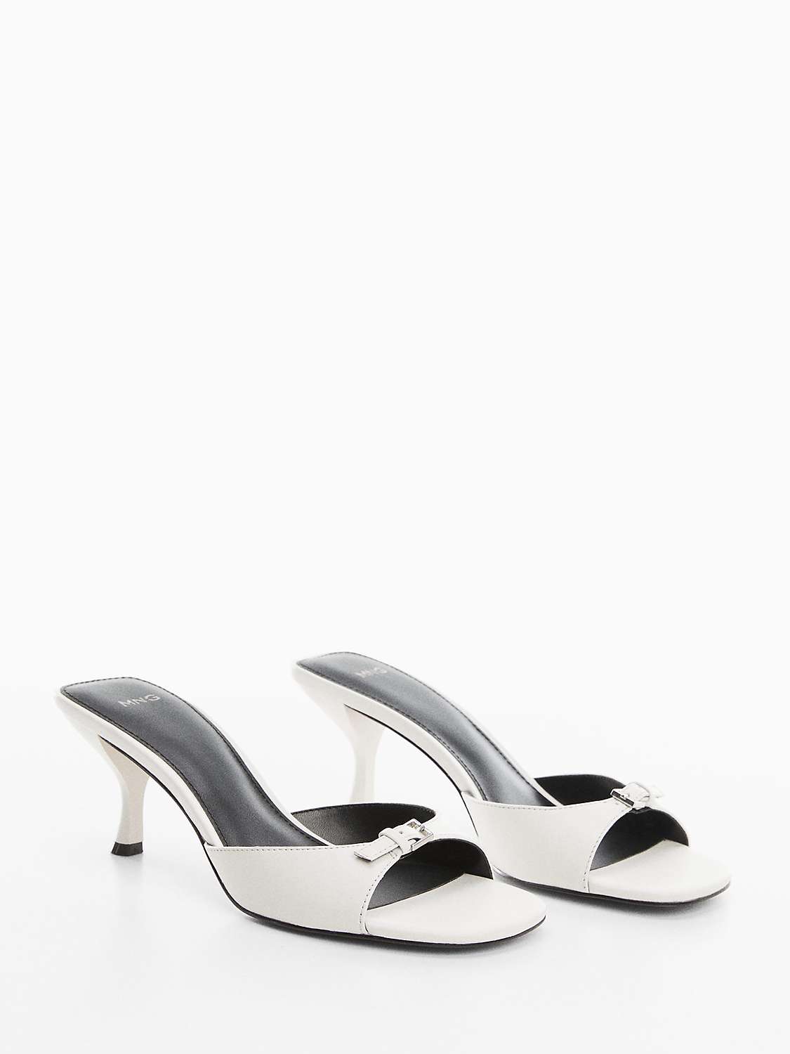 Buy Mango Luca Leather Buckle Detail Mules, White Online at johnlewis.com