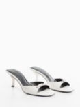 Mango Luca Leather Buckle Detail Mules, White
