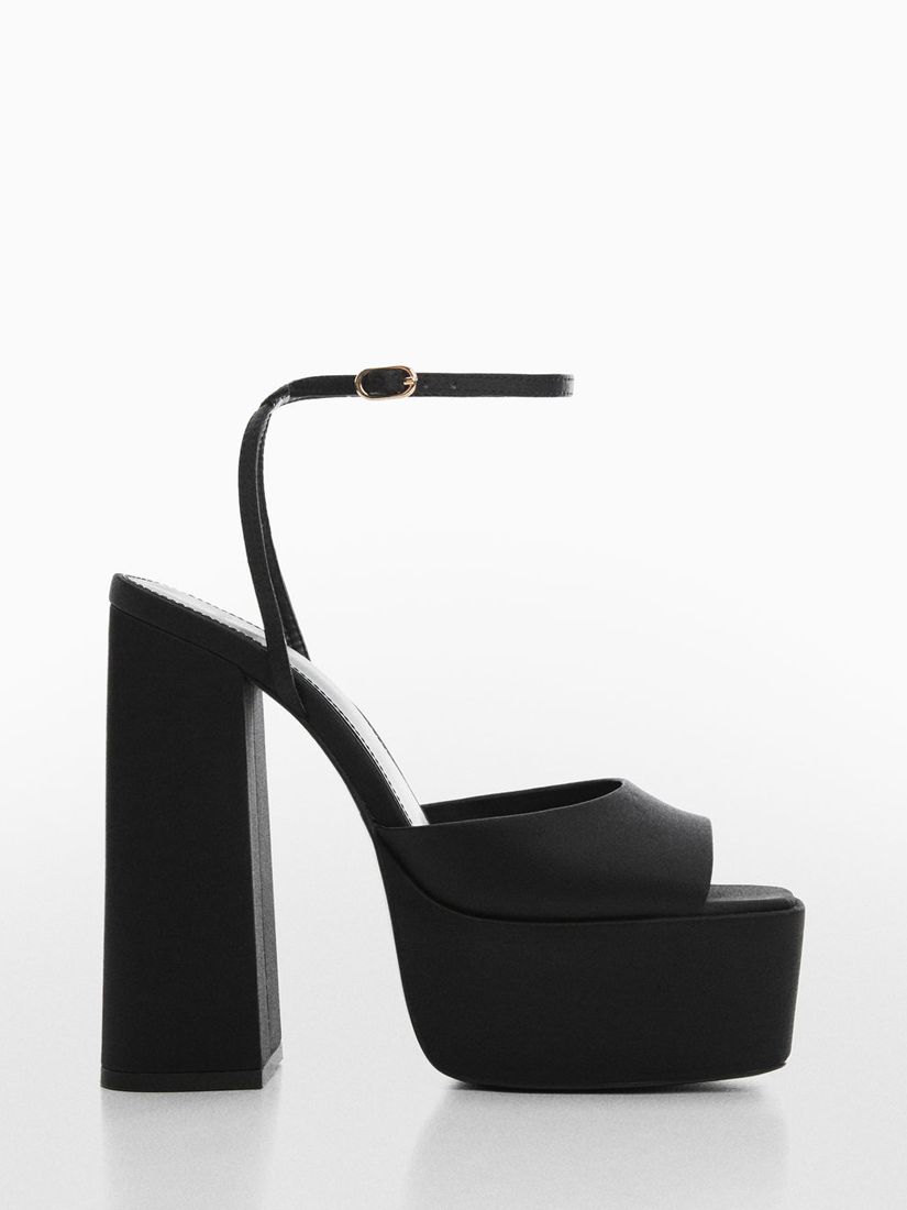 Mango Socto Block Heel Platform Sandals, Black at John Lewis & Partners