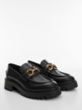 Mango Chus Leather Loafers, Black
