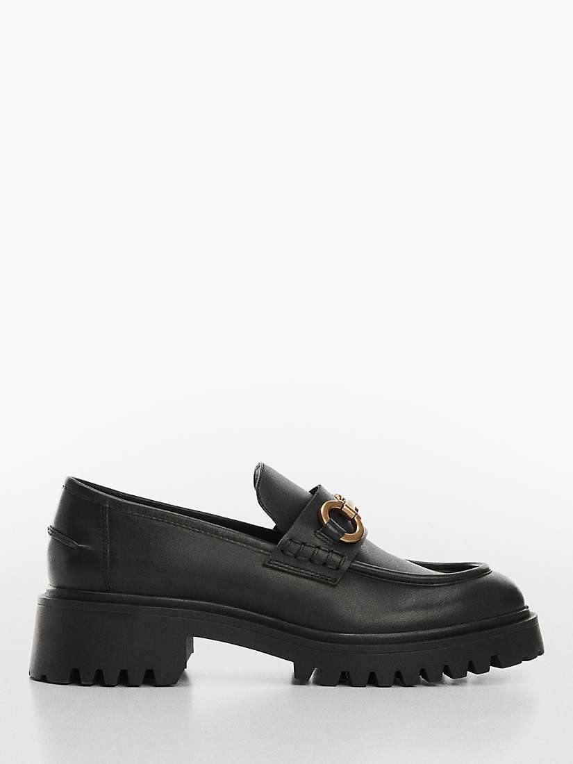 Buy Mango Chus Leather Loafers, Black Online at johnlewis.com
