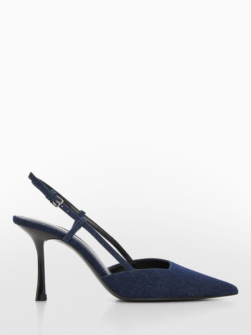 Mango Loande Pointed Court Shoes, Open Blue at John Lewis & Partners