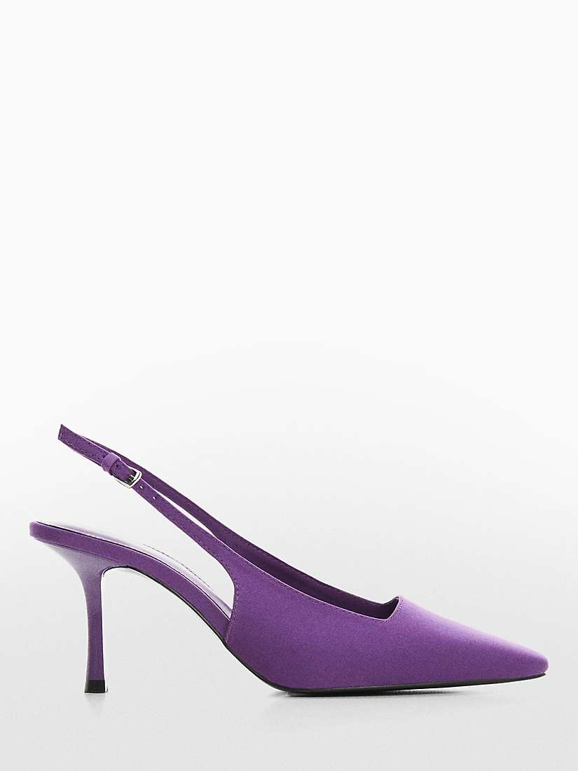 Buy Mango Pointed Square Toe Slingback Court Shoes, Purple Online at johnlewis.com