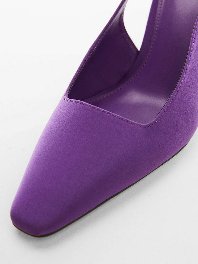 Mango Pointed Square Toe Slingback Court Shoes, Purple
