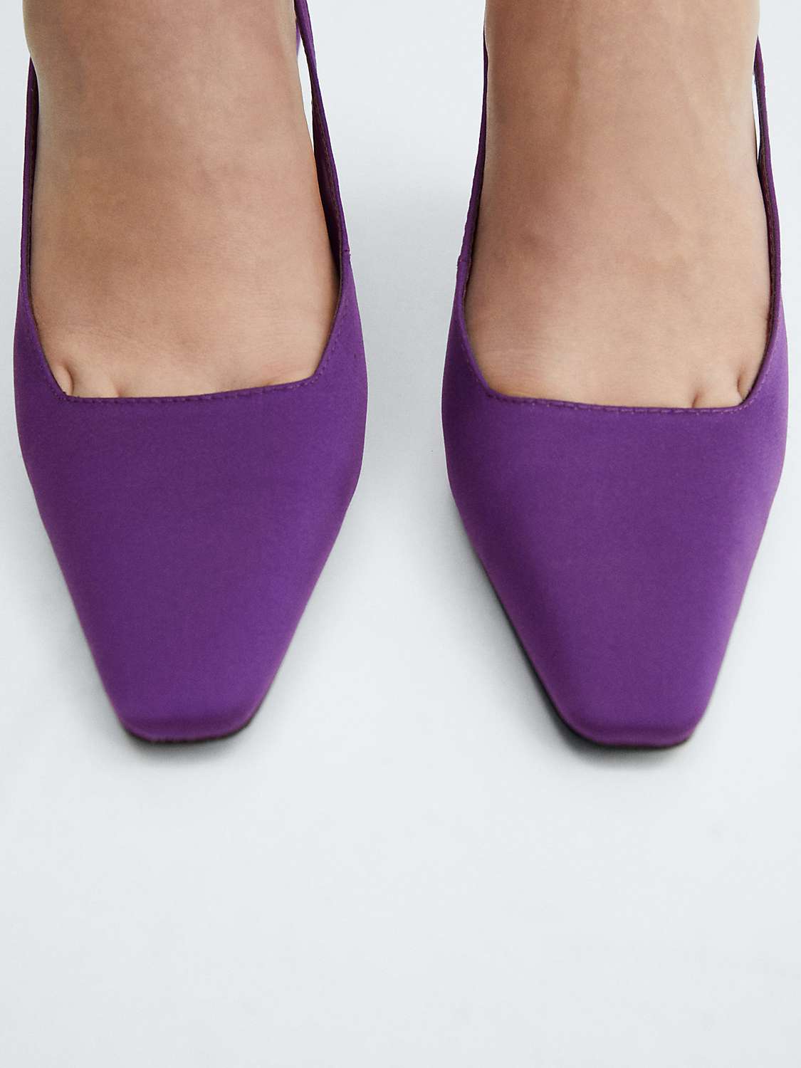 Buy Mango Pointed Square Toe Slingback Court Shoes, Purple Online at johnlewis.com