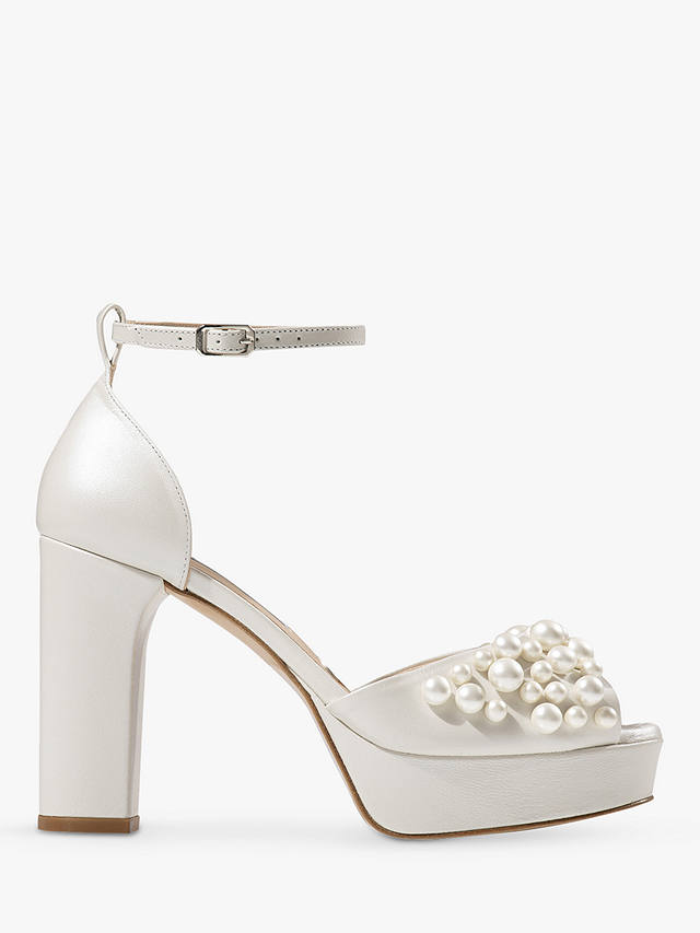 Charlotte Mills Londi Block Heel Platform Wedding Shoes, Ivory Pearl at ...