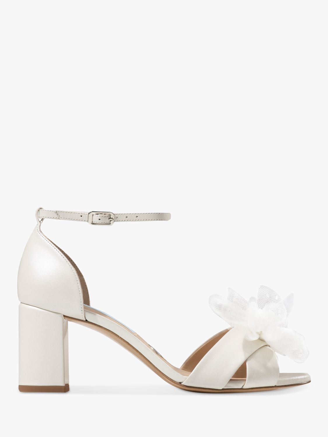Charlotte Mills Ida Wide Fit Block Heel Wedding Shoes, Ivory Pearl