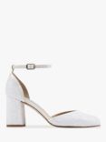 Charlotte Mills Jazzy Wide Fit Block Heel Closed Toe Wedding Shoes, Ivory Pearl