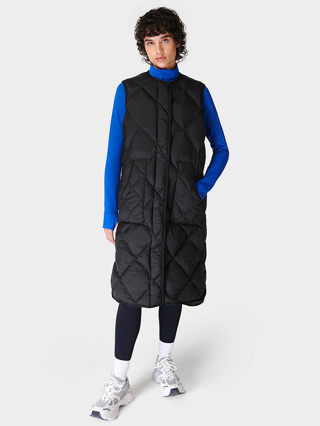 Sweaty Betty Downtown Longline Quilted Vest, Black