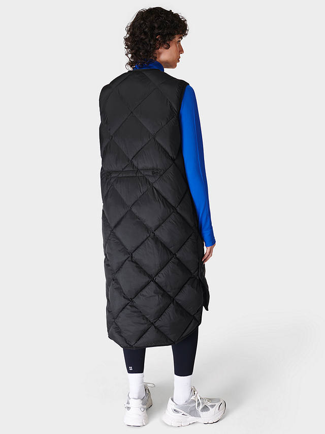 Sweaty Betty Downtown Longline Quilted Vest, Black