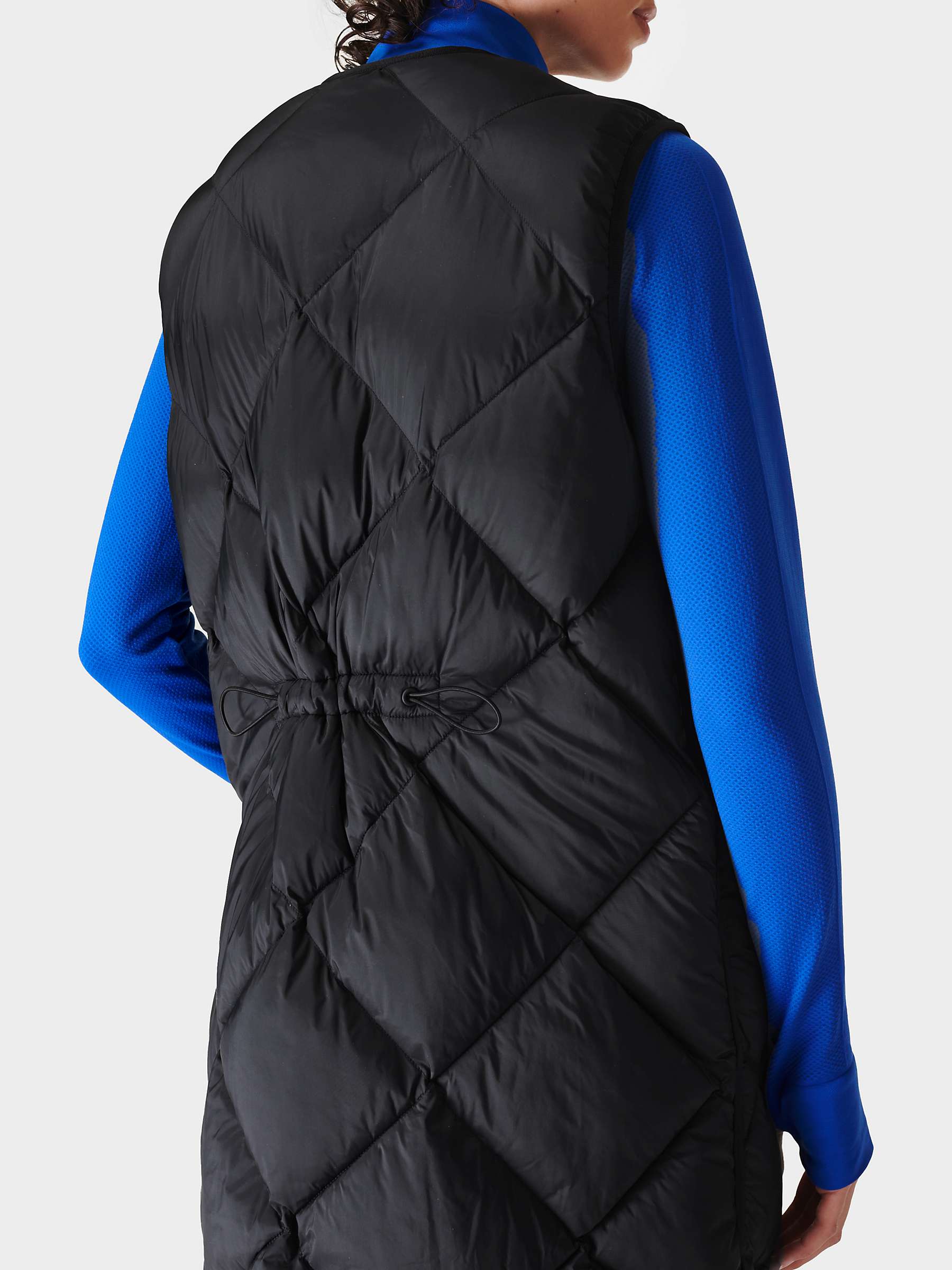 Sweaty Betty Downtown Longline Quilted Vest, Black at John Lewis & Partners