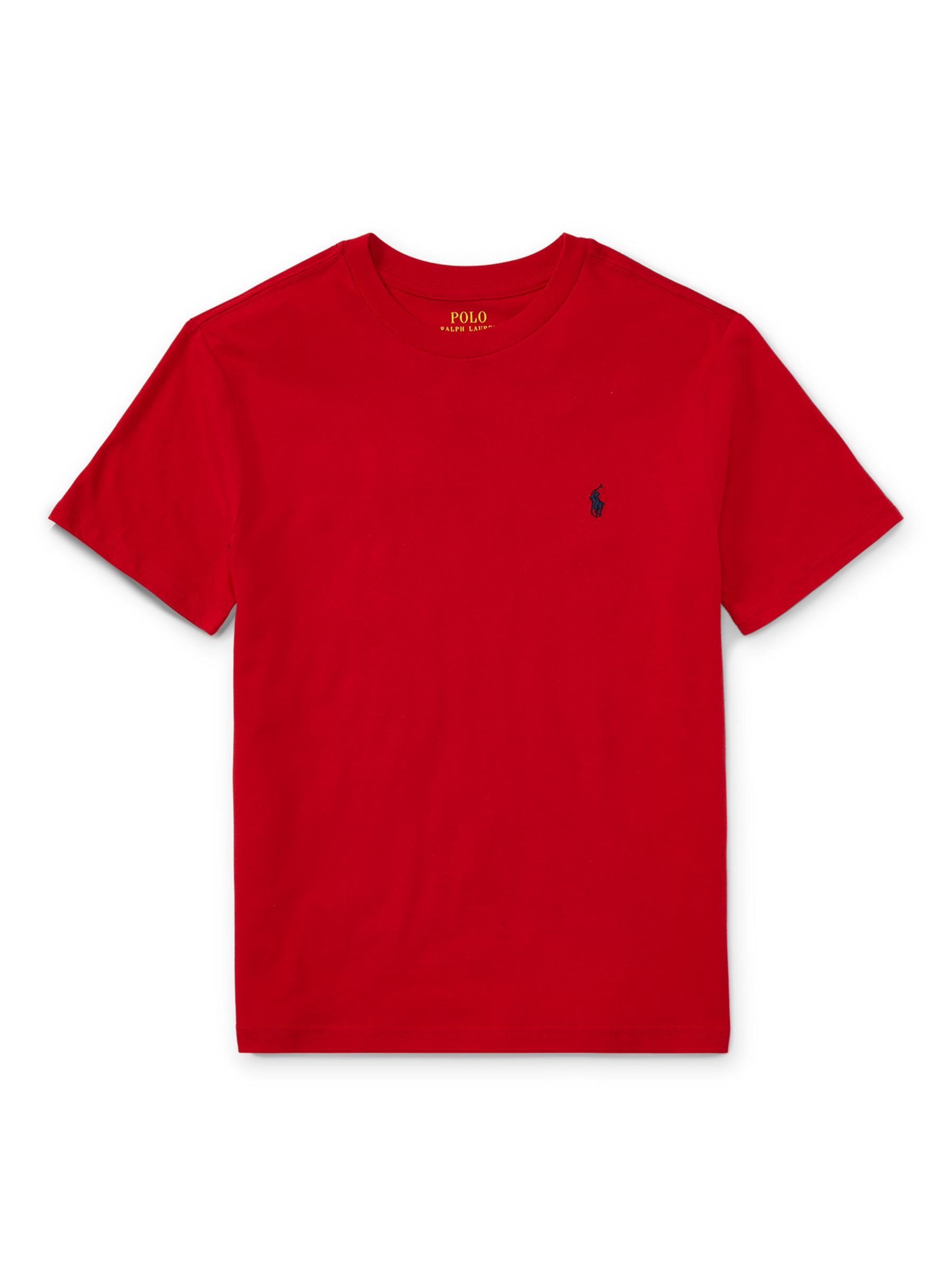 Ralph Lauren Kids' Cotton Signature Logo Short Sleeve T-Shirt, Red, M