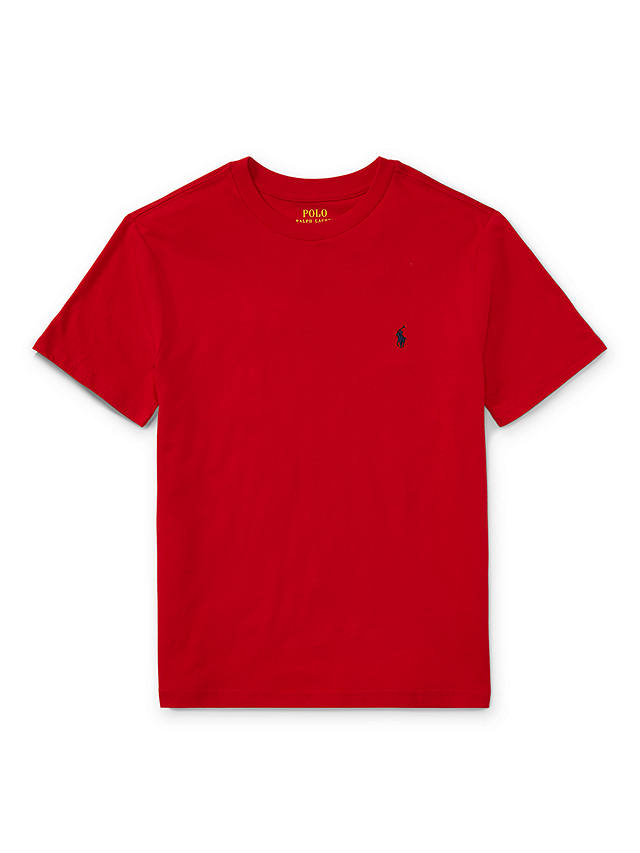 Ralph Lauren Kids' Cotton Signature Logo Short Sleeve T-Shirt, Red