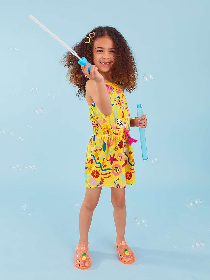 Buy Angels by Accessorize Kids' Sunshine Print Cotton Playsuit, Yellow/Multi Online at johnlewis.com