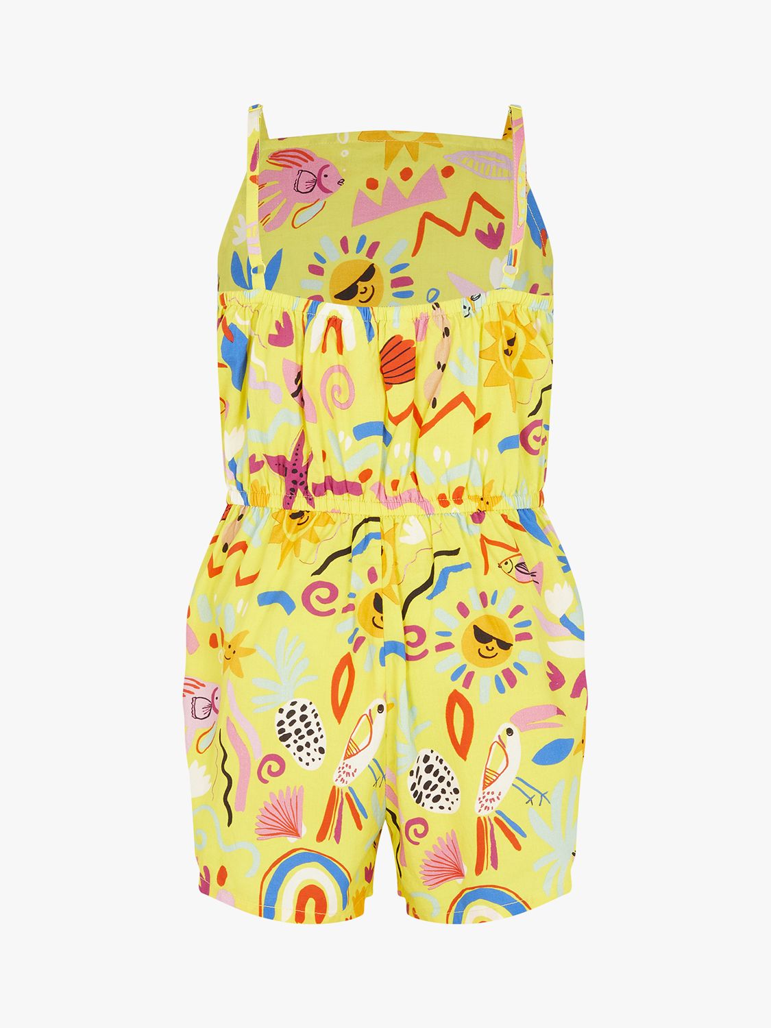 Angels by Accessorize Kids' Sunshine Print Cotton Playsuit, Yellow/Multi, 5-6 years