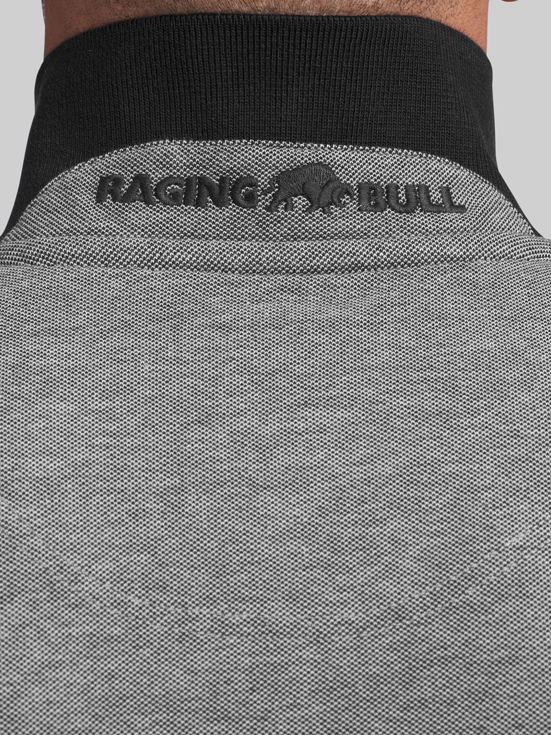 Raging Bull Embroidered Patch Polo Shirt, Grey at John Lewis & Partners