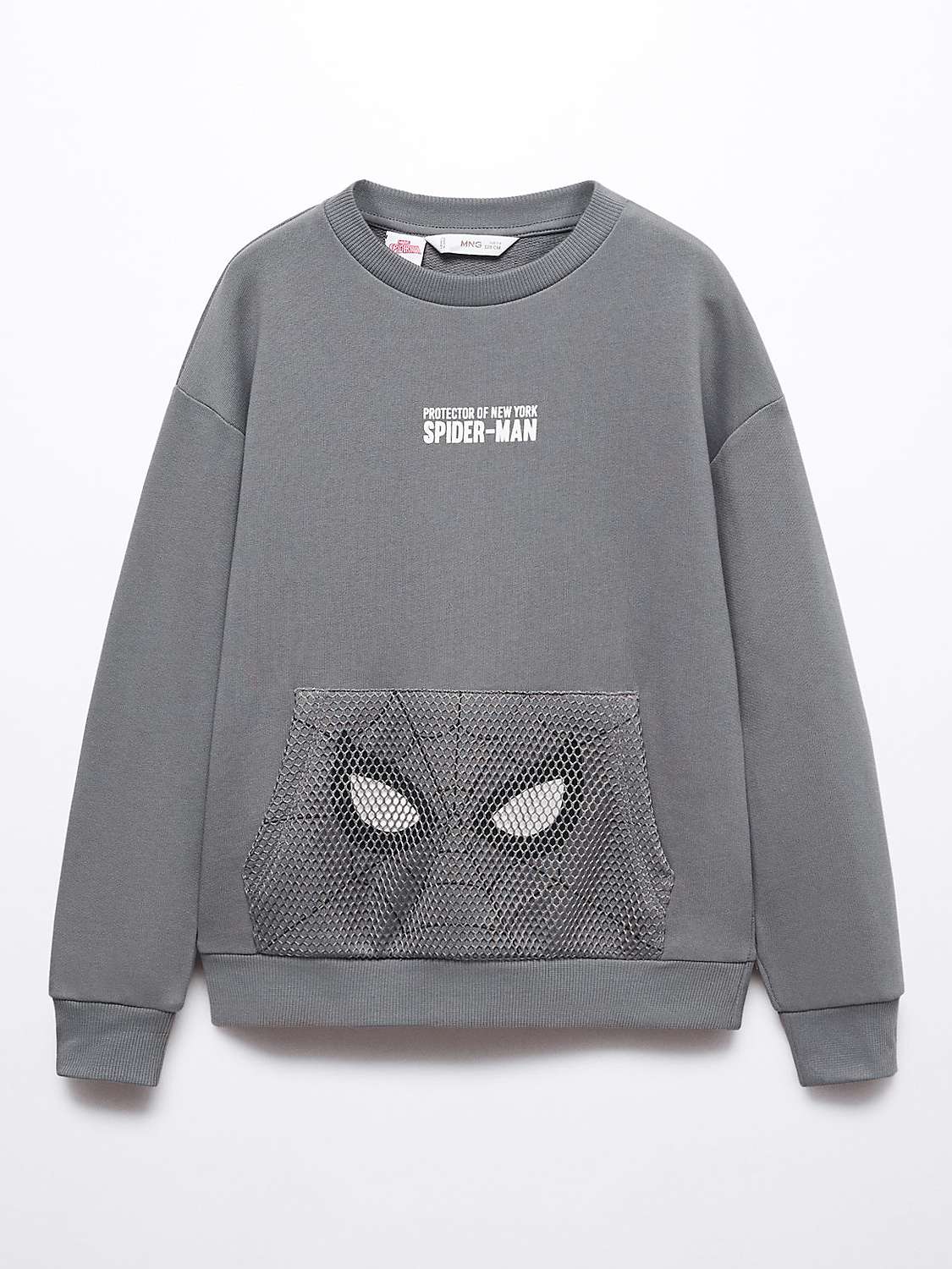 Buy Mango Kids' Spider-Man New York Mesh Pocket Sweatshirt, Grey Online at johnlewis.com