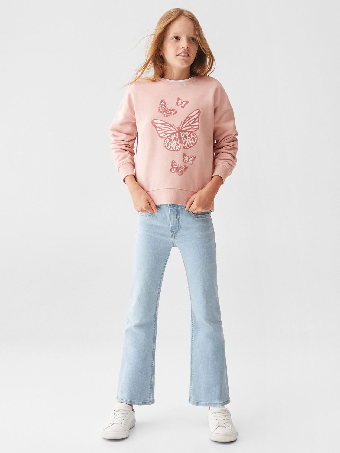 Buy Mango Kids' Dublini Butterfly Print Sweatshirt, Pink Online at johnlewis.com