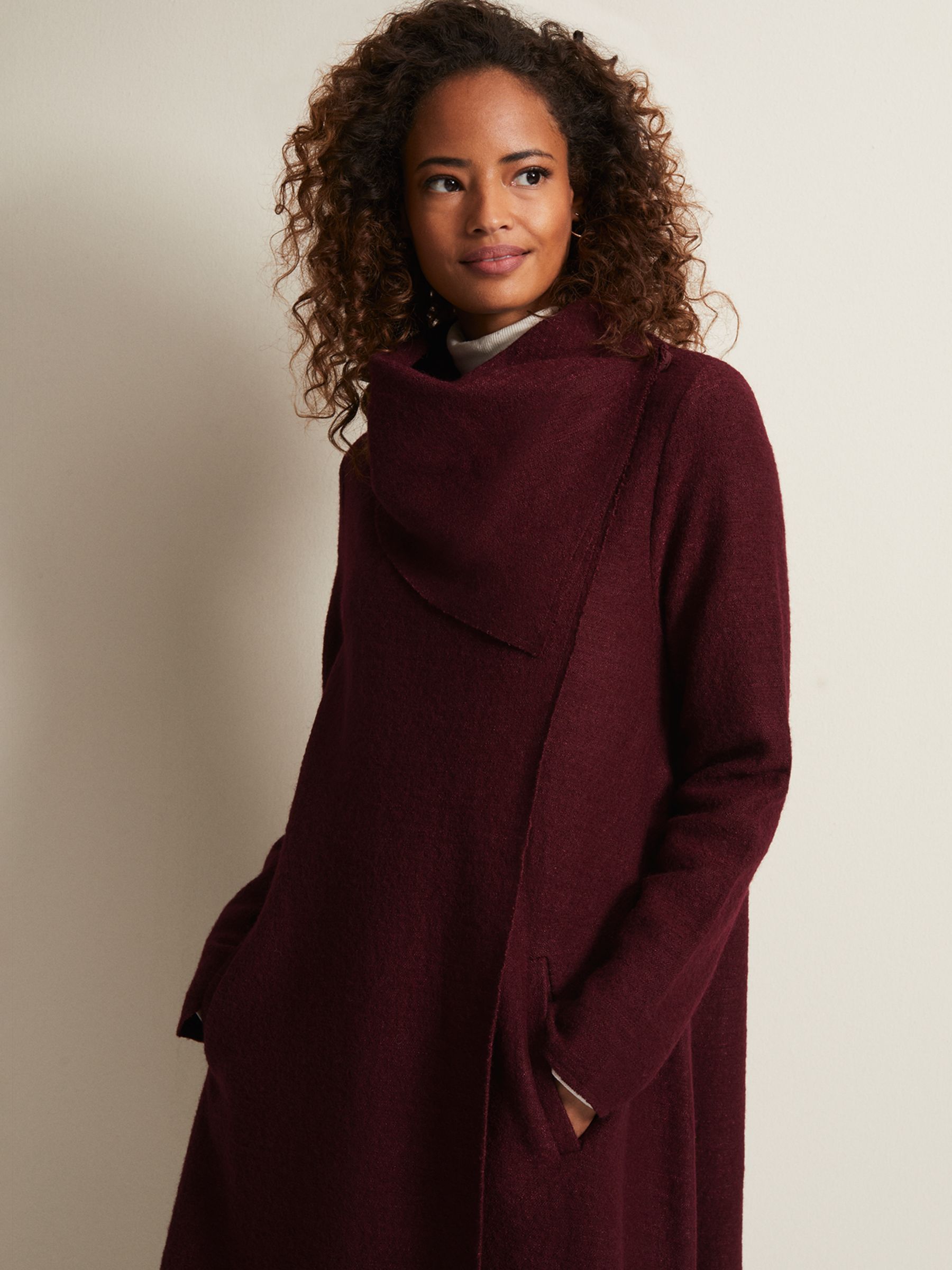 Phase Eight Bellona Knit Coat, Dark Red at John Lewis & Partners