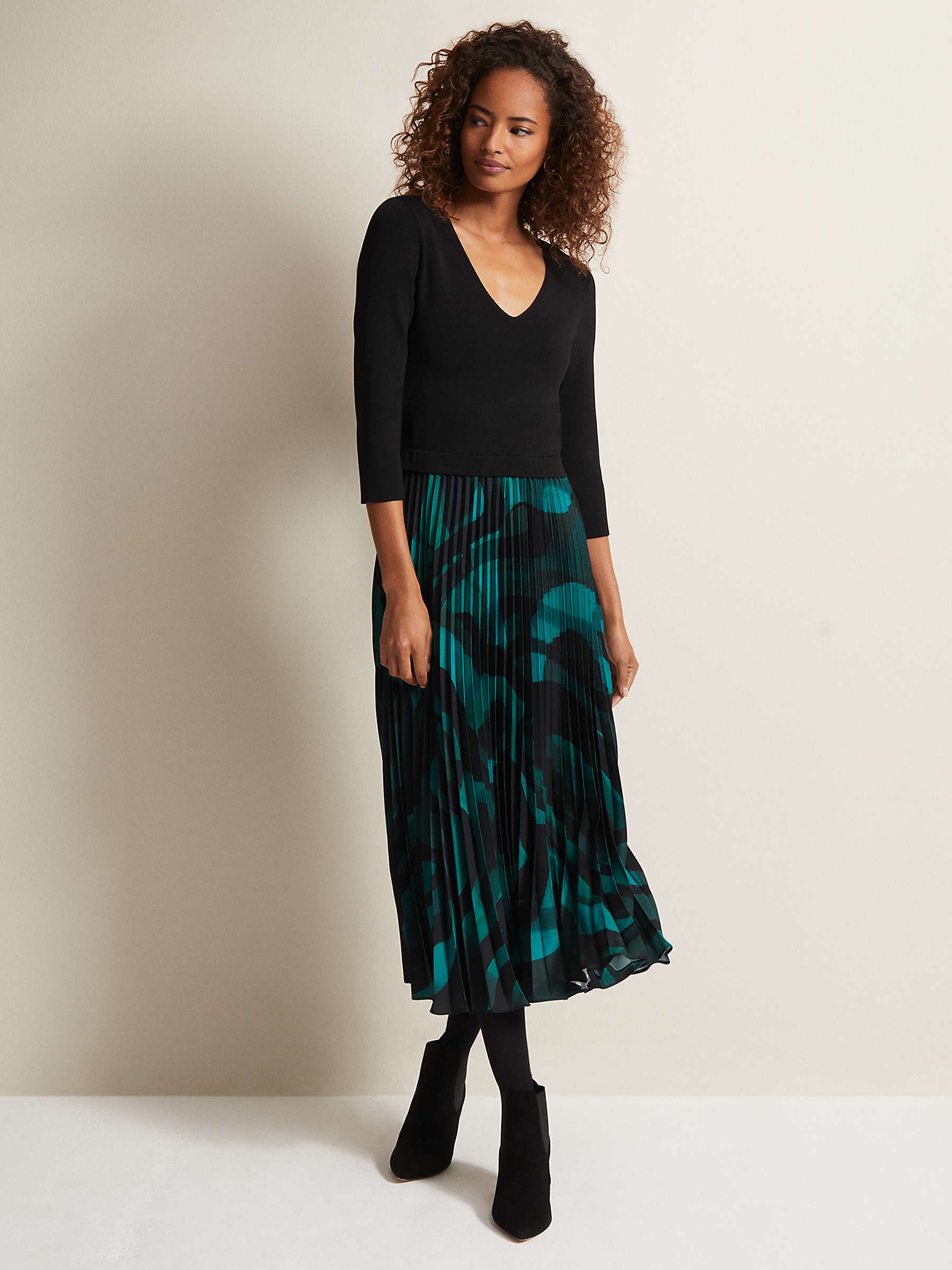 Phase Eight Sia Swirl Print Midi Dress, Multi at John Lewis & Partners