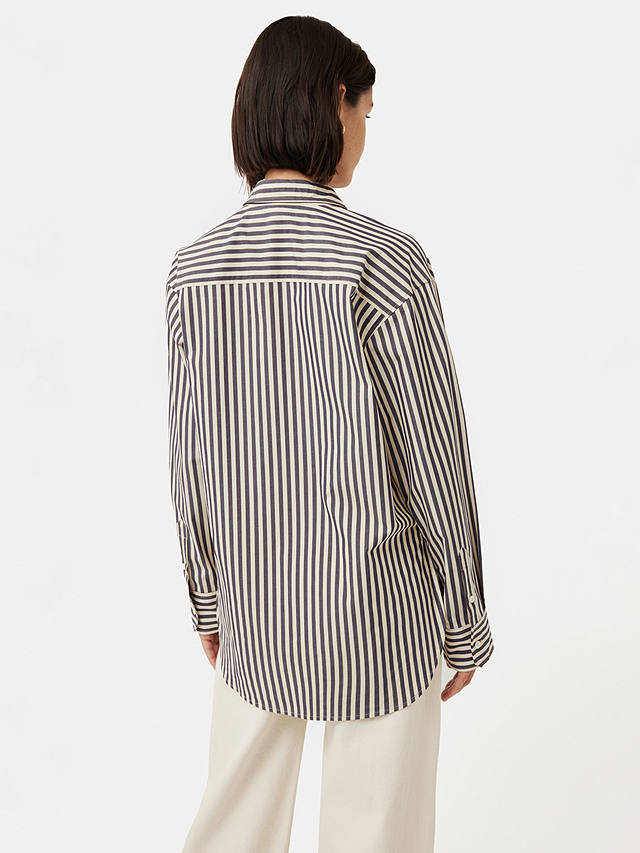 Jigsaw Poplin Stripe Cotton Shirt, White/Black at John Lewis & Partners