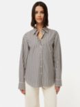 Jigsaw Cotton Poplin Stripe Shirt, Cream/Grey