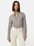 Jigsaw Cotton Poplin Stripe Shirt, Cream/Grey