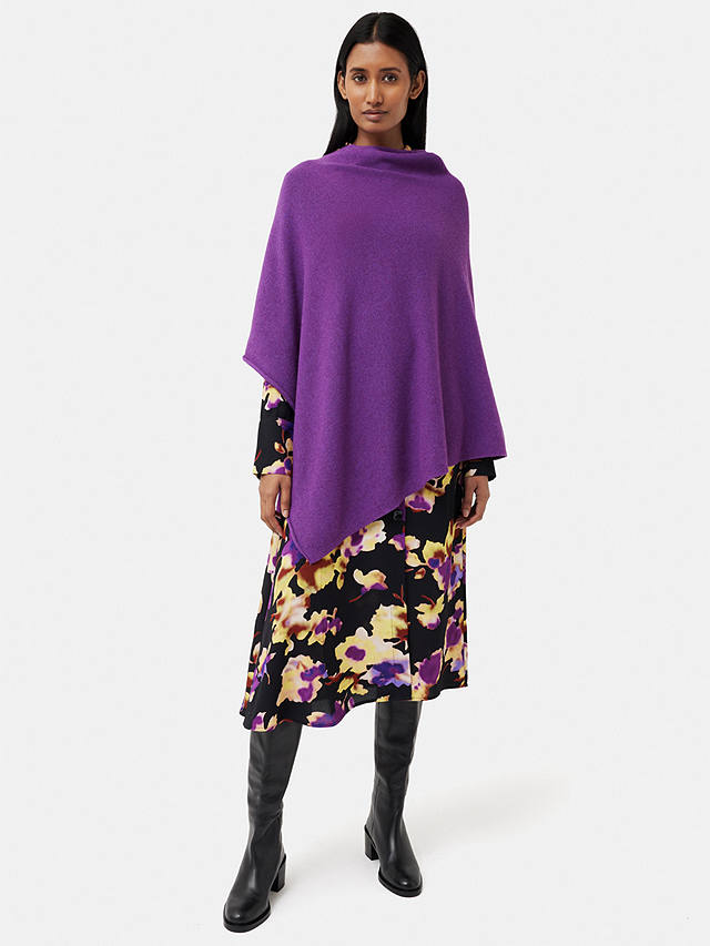 Jigsaw Wool Cashmere Blend Poncho, Purple