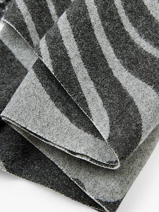 HUSH Asymmetric Abstract Print Fringe Wool Scarf, White/Black