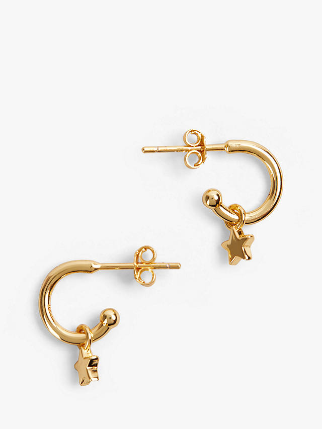 HUSH Star Drop Huggie Hoop Earrings, Gold at John Lewis & Partners