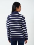Crew Clothing Funnel Neck Striped Cotton Sweatshirt, Navy, Navy