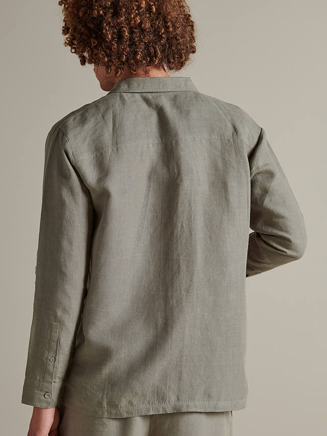 Bedfolk Linen Shirt Pyjama Set, Moss