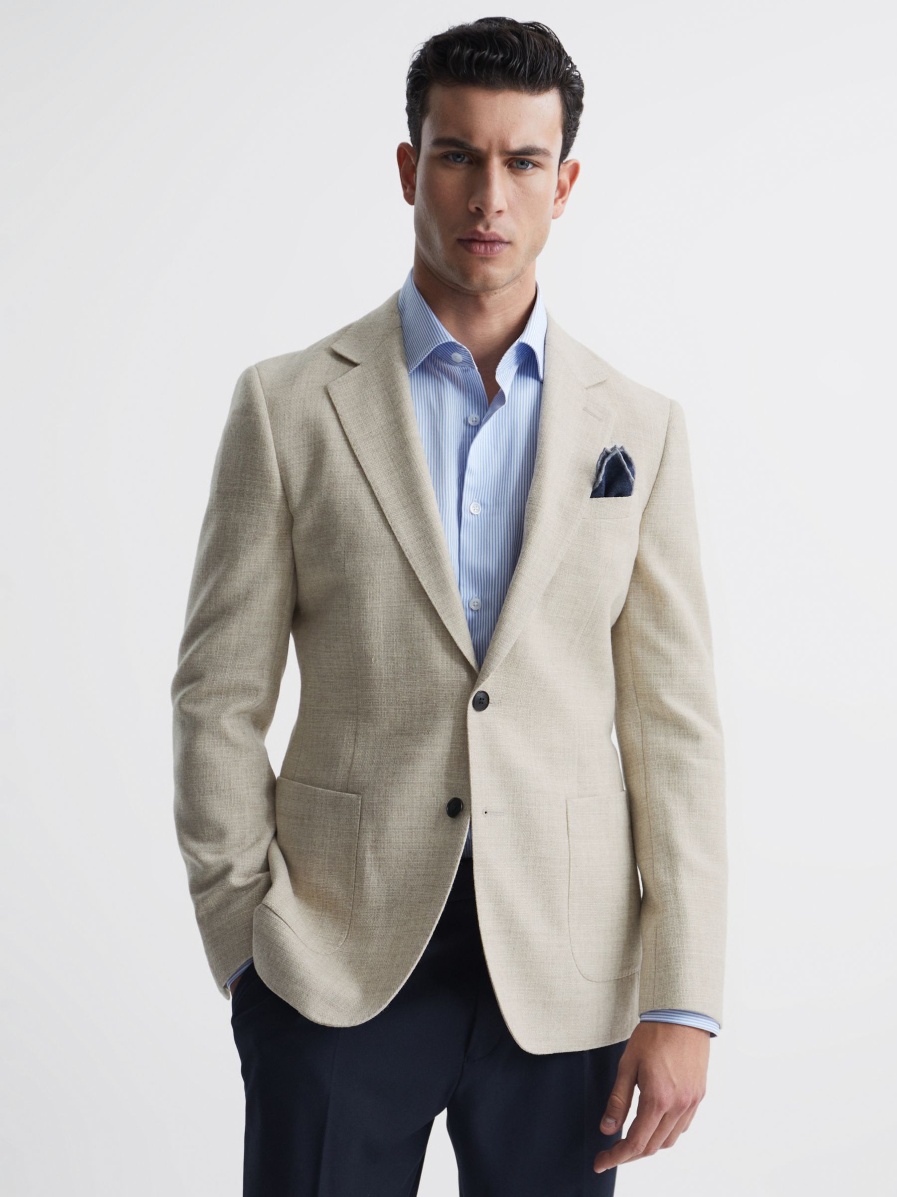 Reiss Attire Wool Blend Blazer, Oatmeal at John Lewis & Partners