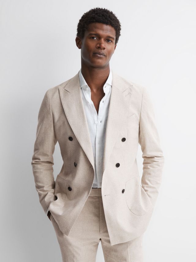 Double breasted linen outlet blazer mens