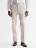 Reiss Craft Slim Fit Linen Blend Check Suit Trousers, Oatmeal