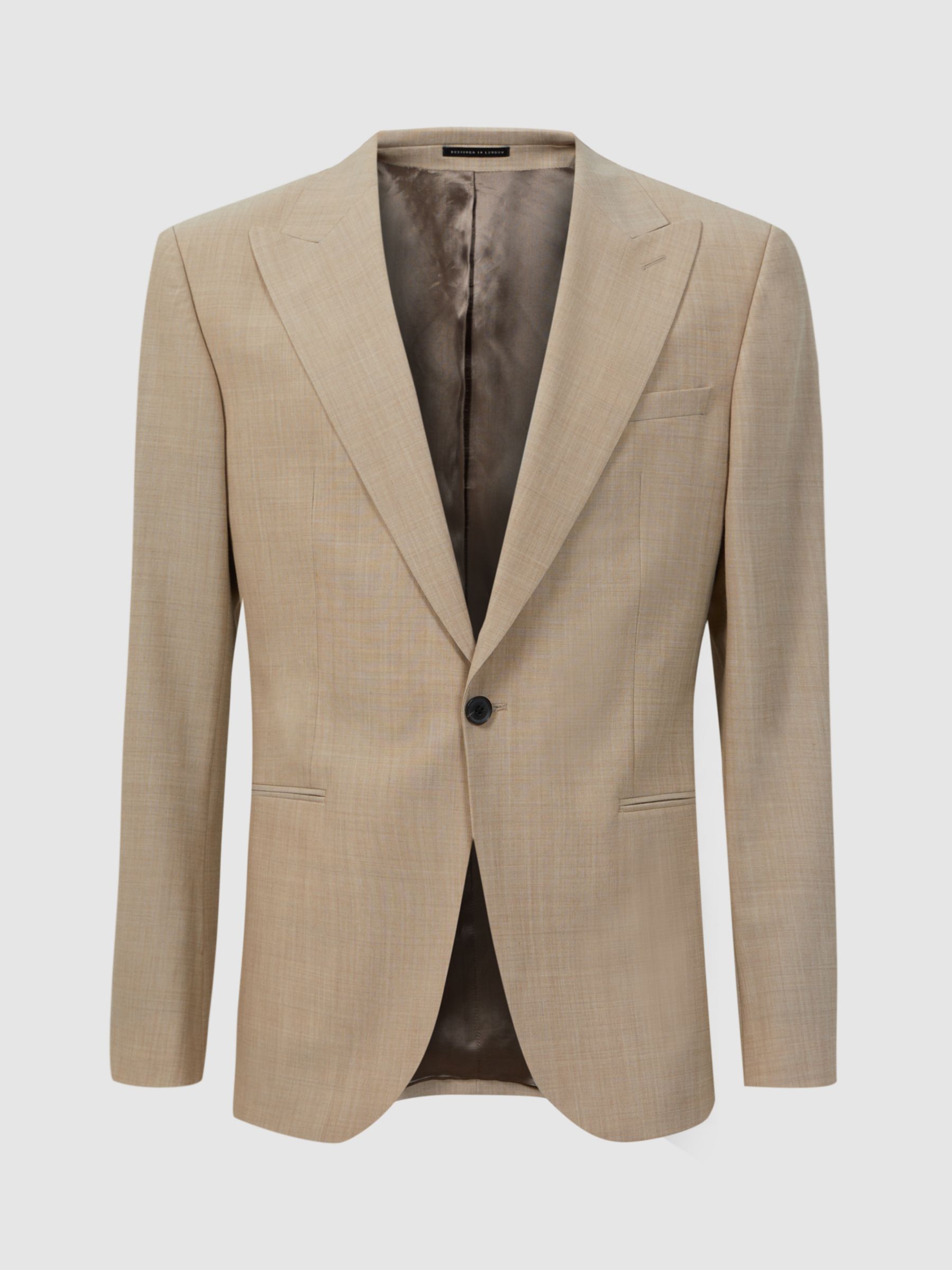 Reiss Wish Single Breasted Wool Blend Slim Fit Blazer, Oatmeal at John ...