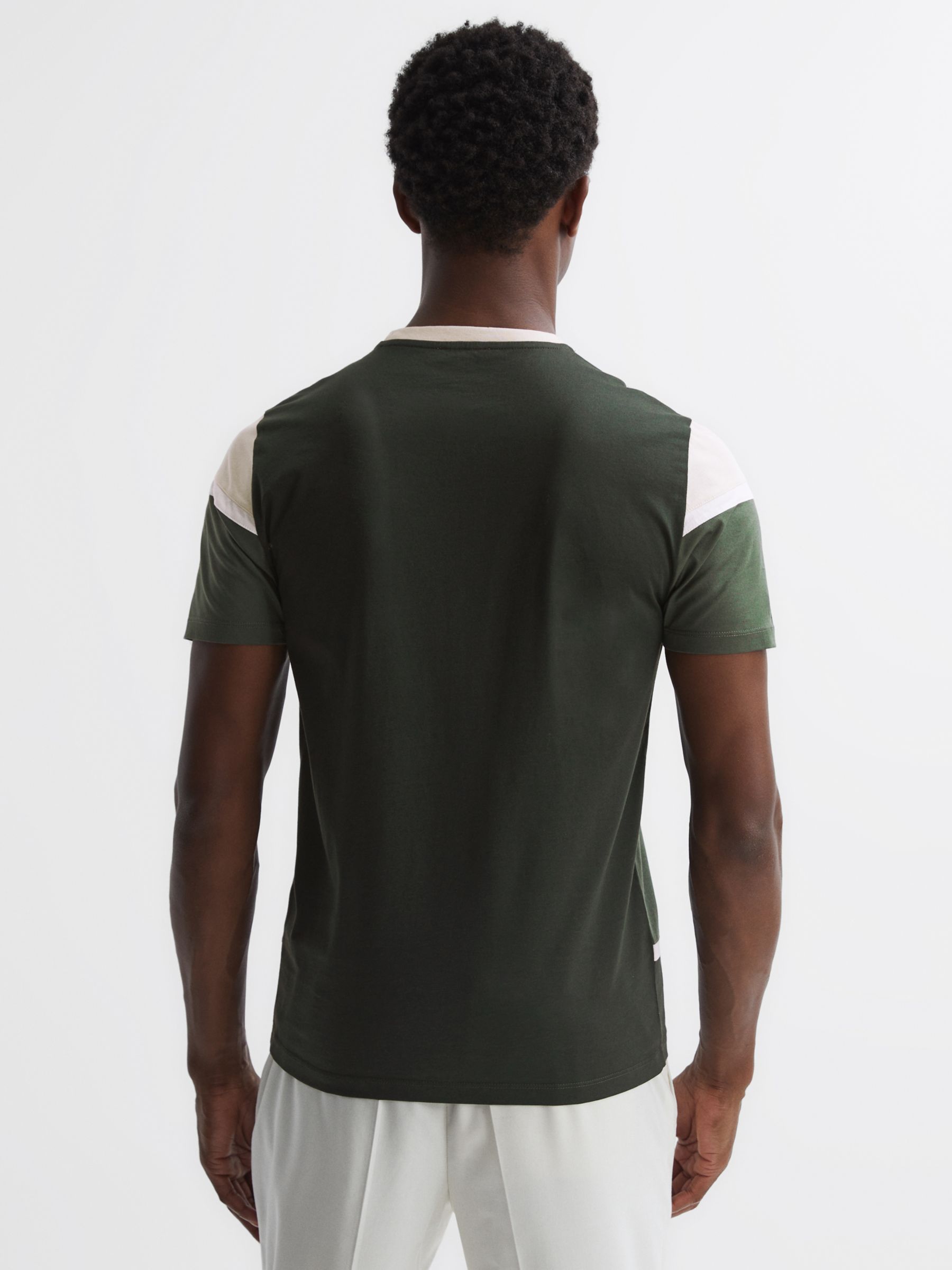 Reiss Cannon Mercerised Cotton T-Shirt, Green/Multi at John Lewis