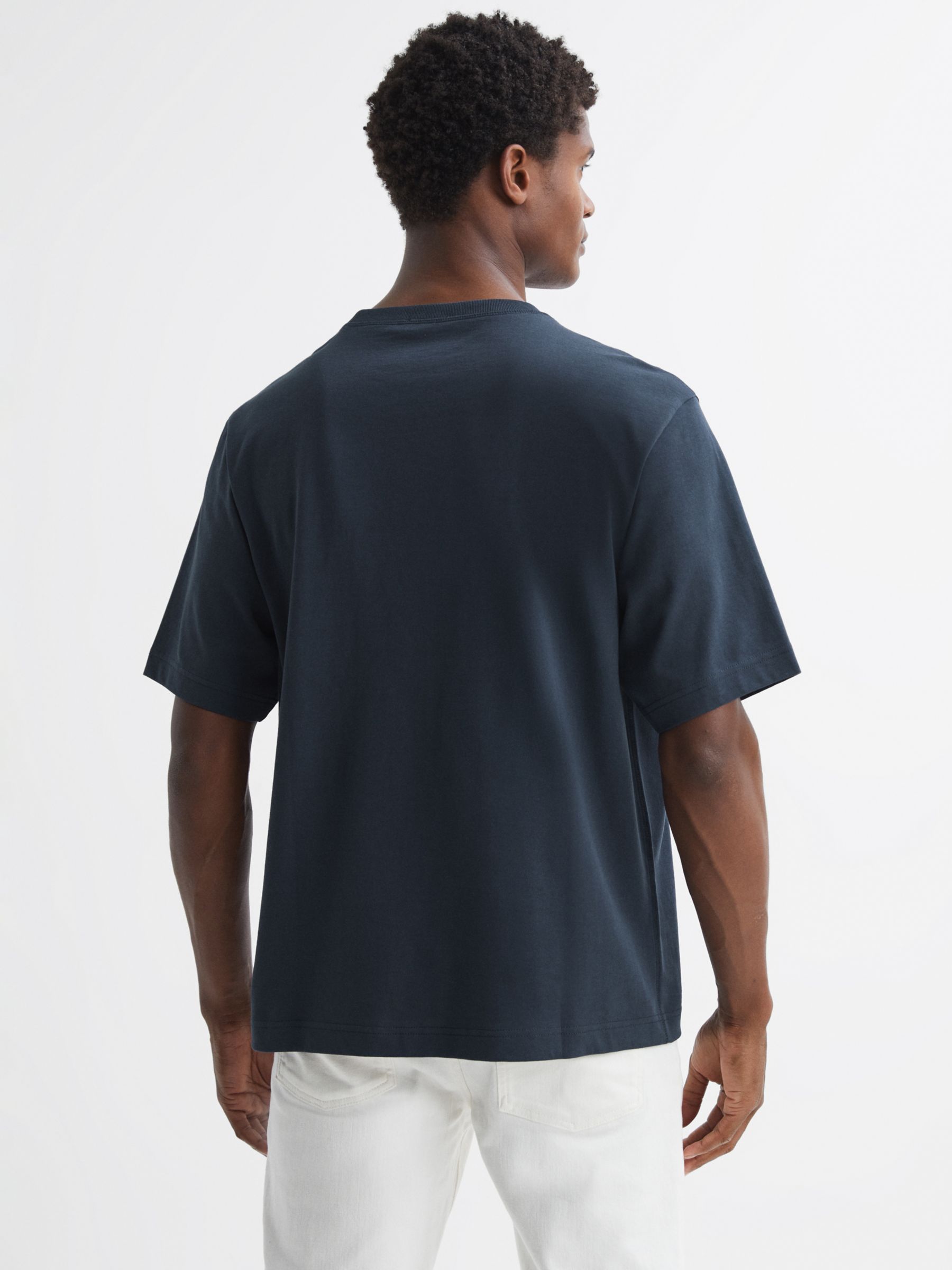 Reiss Tate Cotton Crew Neck T-Shirt, Eclipse Blue at John Lewis & Partners