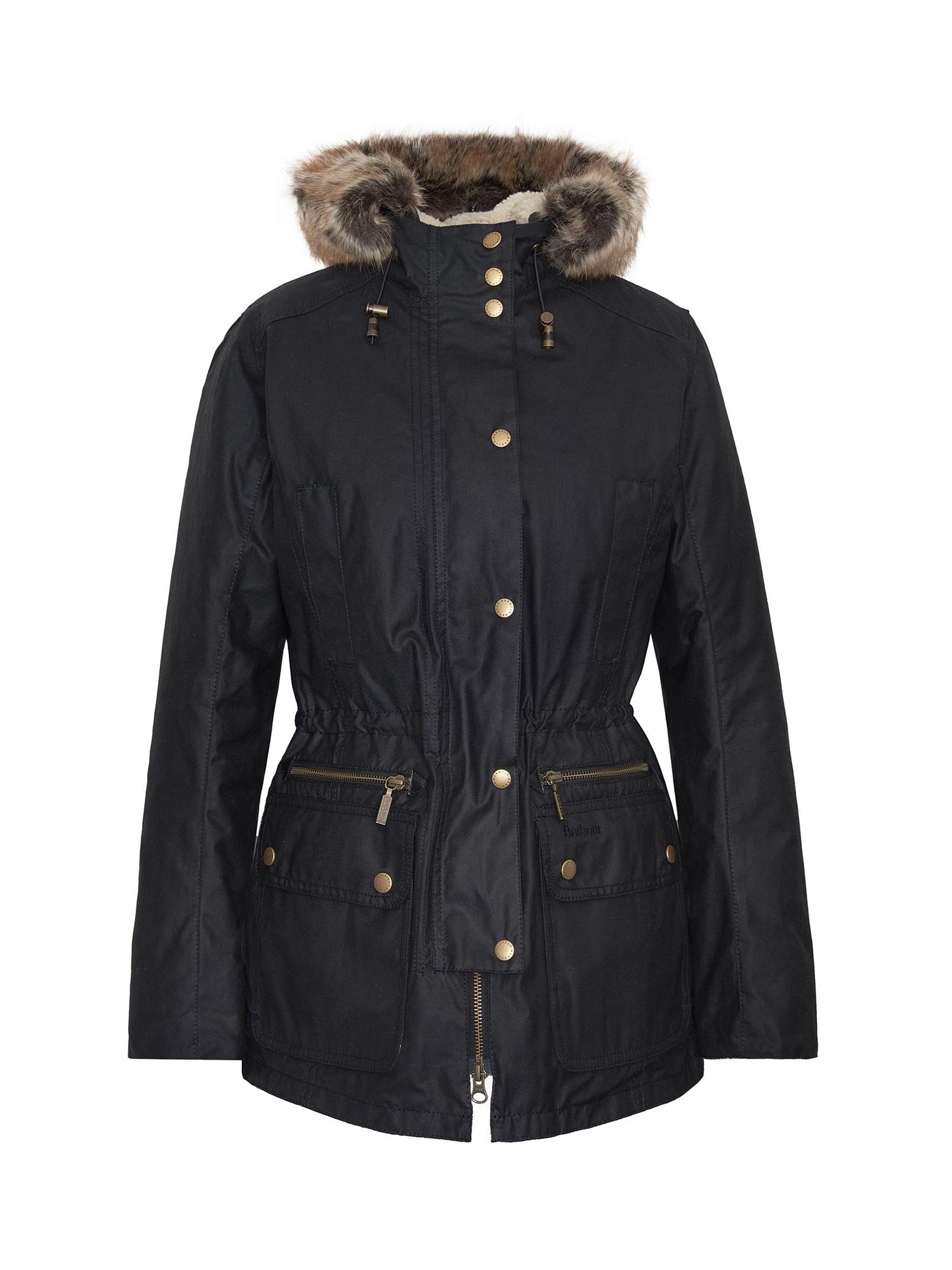 Barbour Kelsall Wax Parka, Black at John Lewis & Partners