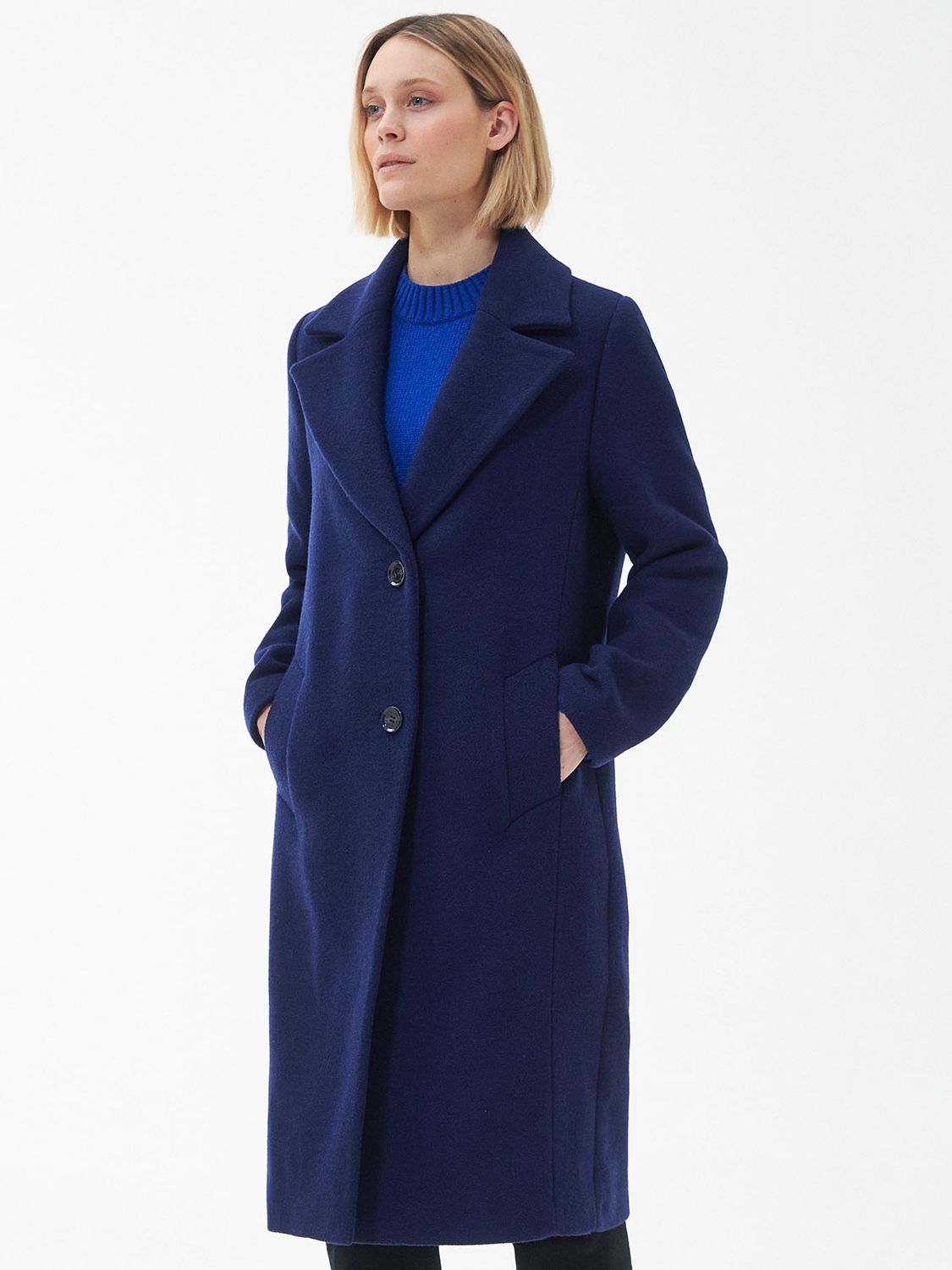 Barbour Angelina Wool Blend Coat, Azure Blue at John Lewis & Partners