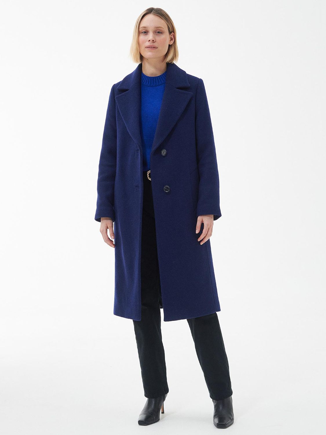 Barbour Angelina Wool Blend Coat, Azure Blue at John Lewis & Partners