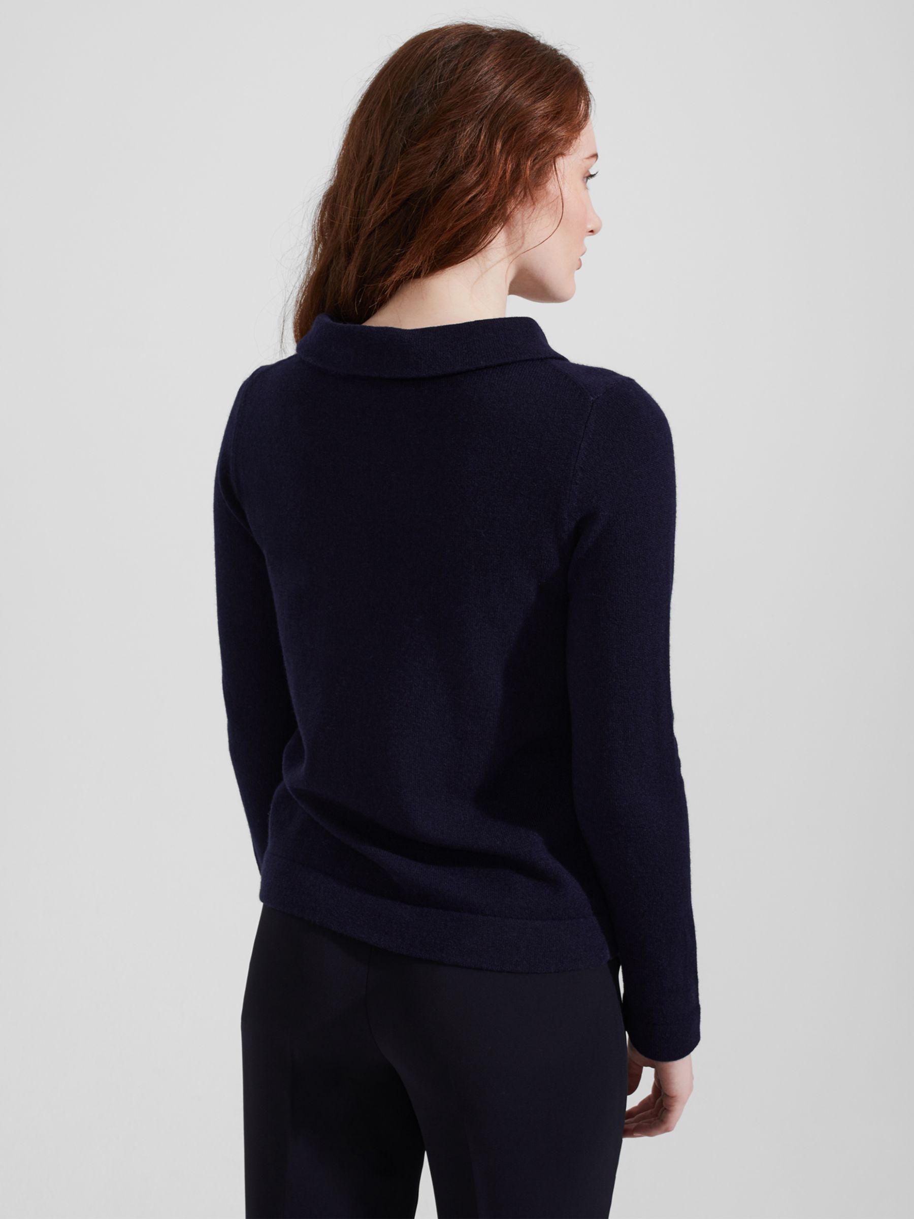 Hobbs Audrey Cashmere and Wool Jumper, Navy at John Lewis & Partners