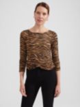 Hobbs Sonya Animal Print Top, Camel/Black