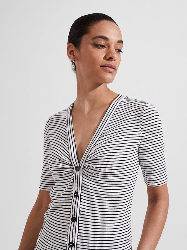 Hobbs Noemi Ribbed Stripe Top, Ivory/Navy