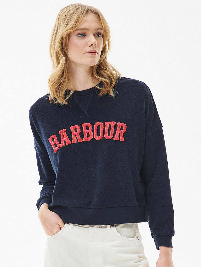 Barbour Bracken Cotton Blend Sweatshirt, Navy at John Lewis & Partners