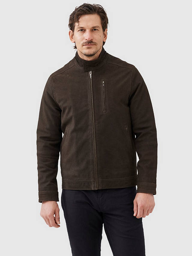 Rodd & Gunn Portobello Leather Harrington Jacket, Carob at John Lewis ...