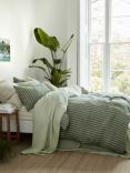 Piglet in Bed Pembroke Stripe Linen Bedding, Pine Green