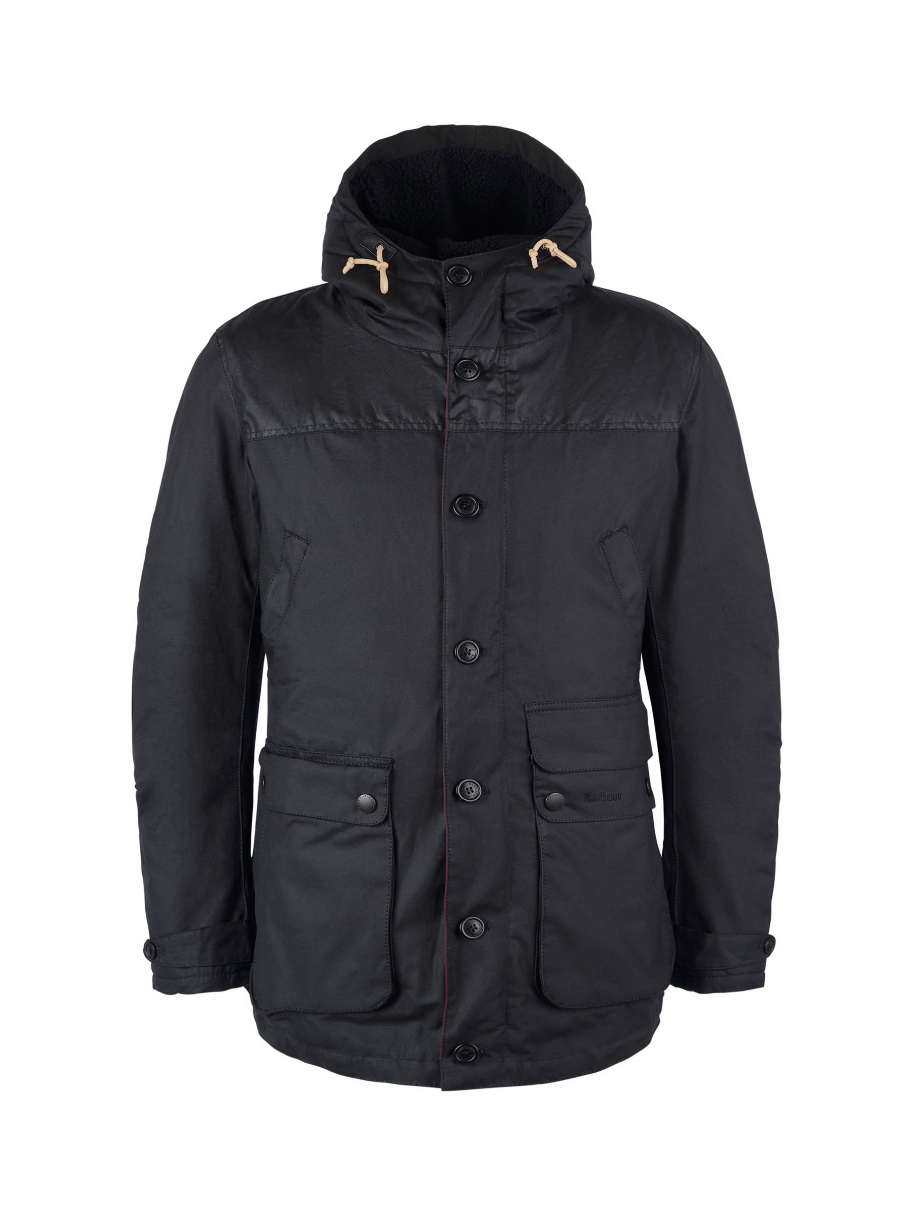 Barbour Game Parka Wax Jacket, Black at John Lewis & Partners