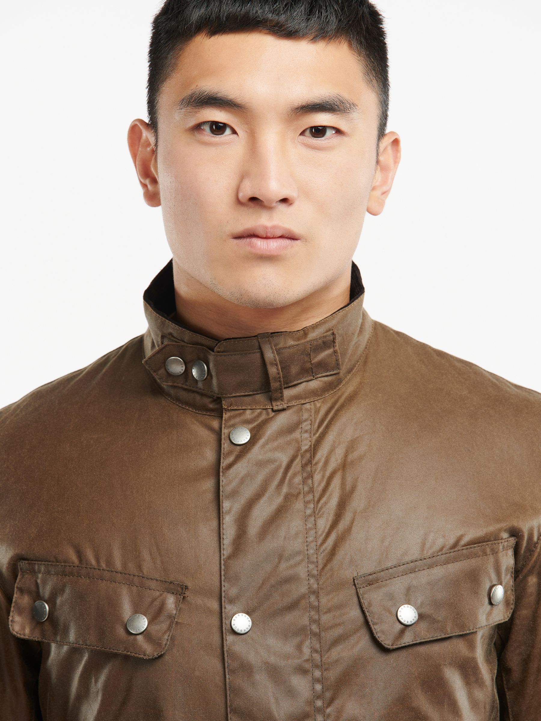 Barbour International Tourer Duke Waxed Jacket, Bark at John Lewis ...