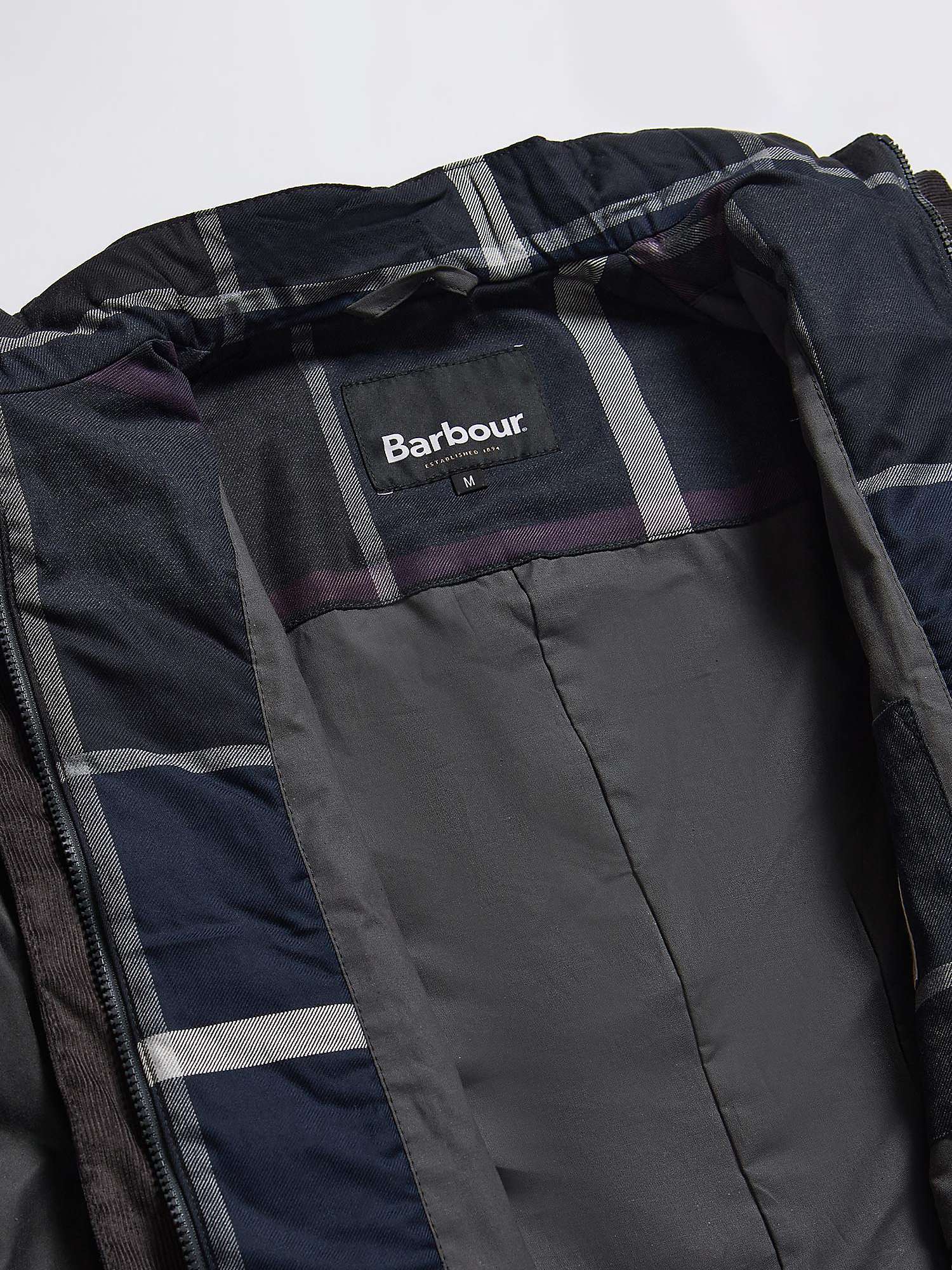 Barbour Century Wax Jacket, Grey/Black Slate at John Lewis & Partners